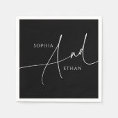 Minimalist Modern Calligraphy Wedding Black Serviette (Vorderseite)