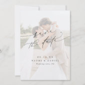 Minimalist Modern Chic Script Elegant Photo Save The Date (Vorderseite)