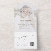 Minimalist Modern Chic Script Elegant Wedding All In One Einladung (Innen)