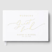 Minimalist Modern Chic Script Elegant Wedding Gästebuch (Vorderseite)