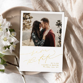 Minimalist Modern Chic Script Photo Save The Date Folieneinladung