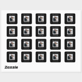 Minimalist Modern Christmas Black with Photo Quadratischer Aufkleber (Blatt)