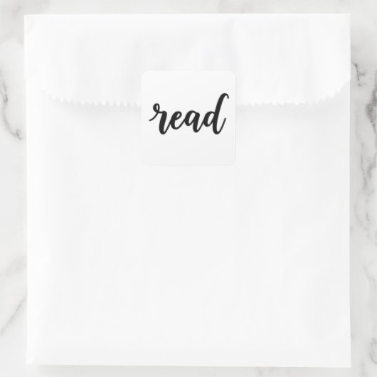 Minimalist Modern Cursive "read" Calligraphy Quadratischer Aufkleber (Tasche)