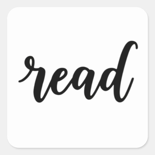 Minimalist Modern Cursive "read" Calligraphy Quadratischer Aufkleber (Vorderseite)