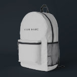 Minimalist Modern Custom Name, Text, Photo Bedruckter Rucksack<br><div class="desc">Personalized Trendy light gray backpack featuring modern custom text. Add your own photo,  illustration or any graphic design element,  or leave this elegant and minimal aesthetic. Any font,  any color,  no minimum.</div>