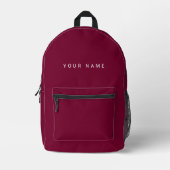 Minimalist Modern Custom Name, Text, Photo Bedruckter Rucksack (Vorderseite)