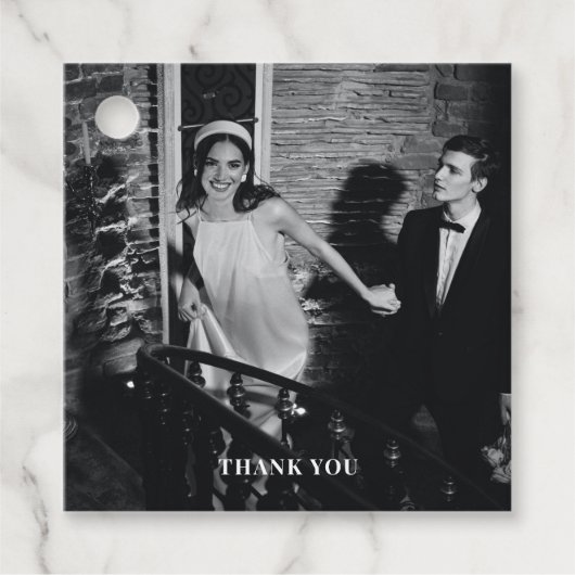 Minimalist Modern Custom Photo Wedding Thank You Geschenkanhänger (Vorderseite)