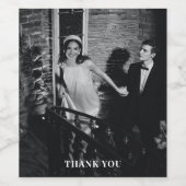 Minimalist Modern Custom Photo Wedding Thank You Weinetikett (Einzelnes Label)