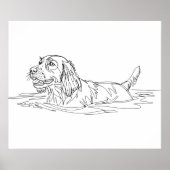 Minimalist Modern Dog Line Art Drawing Poster (Vorne)