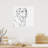 Minimalist Modern Dog Line Art Drawing Poster (Küche)
