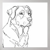Minimalist Modern Dog Line Art Drawing Poster (Vorne)