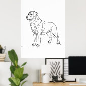 Minimalist Modern Dog Line Art Drawing Poster (Heimbüro)
