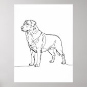 Minimalist Modern Dog Line Art Drawing Poster (Vorne)