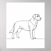 Minimalist Modern Dog Line Art Drawing Poster (Vorne)