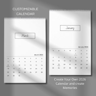 Minimalist Modern Elegant 2026 Calendar Kalender