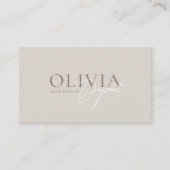Minimalist Modern Elegant Beige Neutral Visitenkarte (Vorderseite)