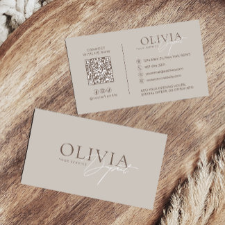 Minimalist Modern Elegant Beige Neutral Visitenkarte