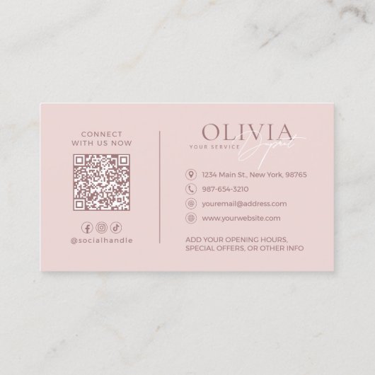 Minimalist Modern Elegant Blush Pink Neutral Visitenkarte (Rückseite)
