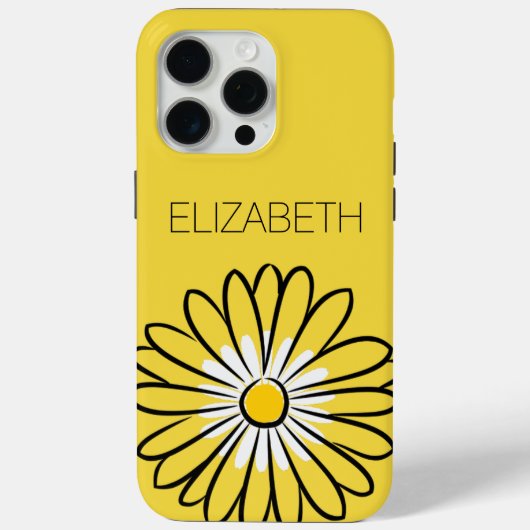 Minimalist Modern Elegant Daisy flower and text Case-Mate iPhone Hülle (Rückseite)