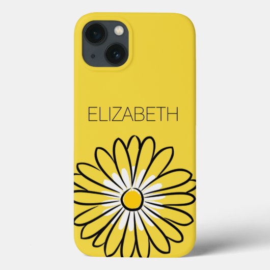 Minimalist Modern Elegant Daisy flower and text Case-Mate iPhone Hülle (Rückseite)