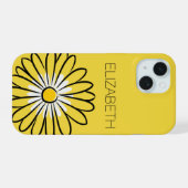 Minimalist Modern Elegant Daisy flower and text iPhone 15 Hülle (Rückseite (Horizontal))