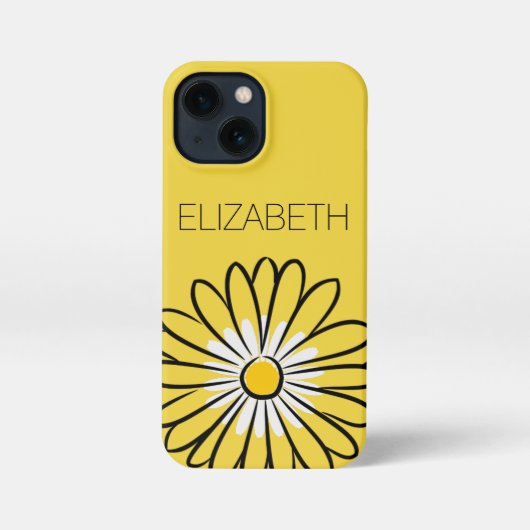 Minimalist Modern Elegant Daisy flower and text iPhone Hülle (Rückseite)