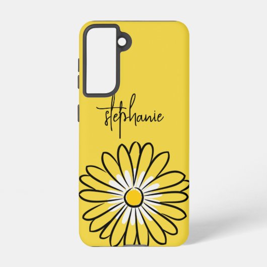 Minimalist Modern Elegant Daisy flower and text Samsung Galaxy Hülle (Rückseite)