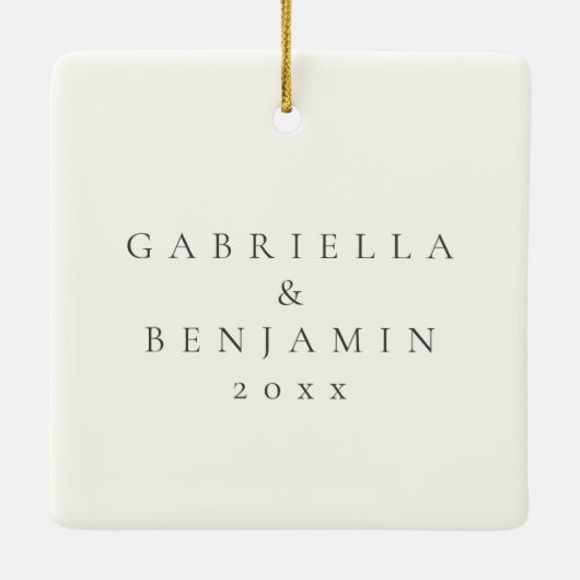 Minimalist Modern Elegant Full Foto Wedding Keramikornament (Rückseite)