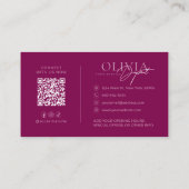 Minimalist Modern Elegant Vibrant Berry Red Visitenkarte (Rückseite)