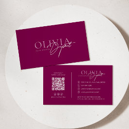 Minimalist Modern Elegant Vibrant Berry Red Visitenkarte