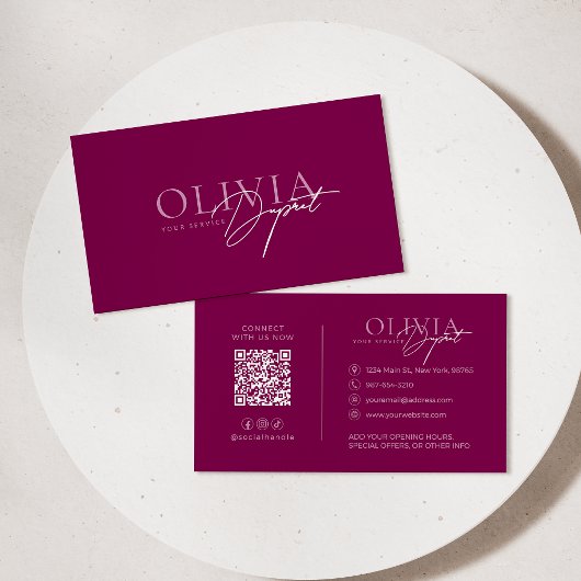 Minimalist Modern Elegant Vibrant Berry Red Visitenkarte