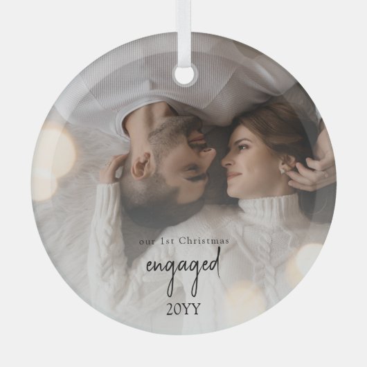 Minimalist modern engaged Photo Ornament (Vorderseite)