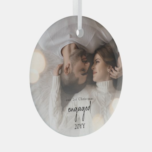 Minimalist modern engaged Photo Ornament (Vorderseite Rechts)