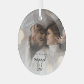 Minimalist modern engaged Photo Ornament (Vorderseite links)