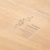 Minimalist Modern Floral Sketch Elegant Wedding Acryleinladungen (Ablage )