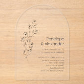 Minimalist Modern Floral Sketch Elegant Wedding Acryleinladungen (Vorderseite)