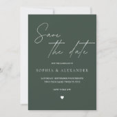 Minimalist Modern Forest Green Save the Date Einladung (Vorderseite)