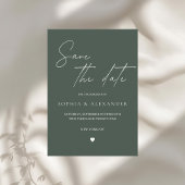 Minimalist Modern Forest Green Save the Date Einladung