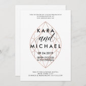 Minimalist Modern Geometric Diamond Wedding Einladung (Vorne/Hinten)