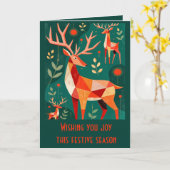 Minimalist Modern Geometric Kitschy Woodland Deer  Karte (Gelbe Blume)