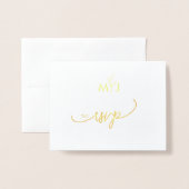 Minimalist Modern Golden Leaf RSVP Foil Card Folienkarte (Vorderseite mit Umschlag)
