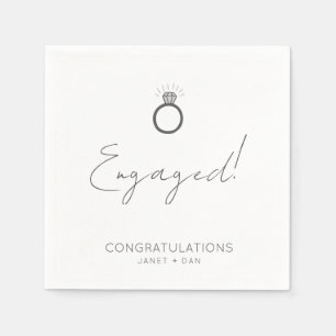 Minimalist Modern Gray Engagement Party Serviette