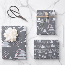 Minimalist Modern Grey Festive Cute Geschenkpapier Set