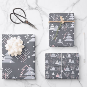Minimalist Modern Grey Festive Cute Geschenkpapier Set