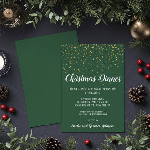 Minimalist Modern Grünes Weihnachtsessen Gold Folieneinladung