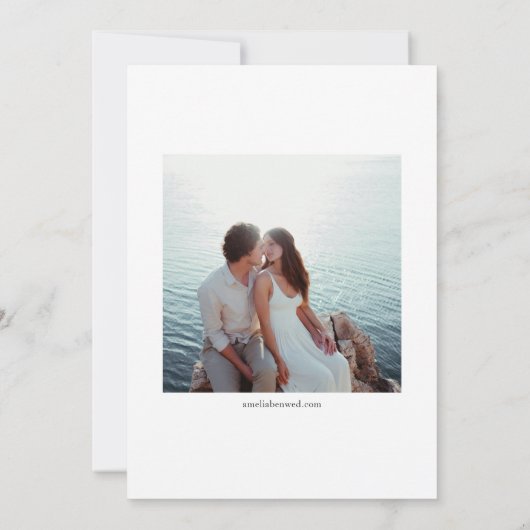 Minimalist Modern Large Photo Classic Script Save The Date (Rückseite)