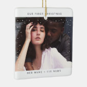 Minimalist Modern | Merry and Married Snow Photo Keramikornament (Rechts)