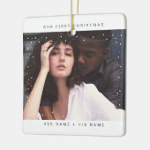 Minimalist Modern | Merry and Married Snow Photo Keramikornament (Links)