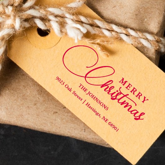 Minimalist Modern Merry Christmas Family Address Permastempel