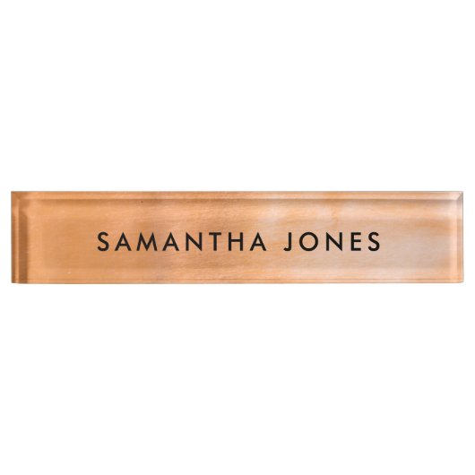 Minimalist Modern Metallic Copper Desk Nameplate Namensplakette (Vorderseite)